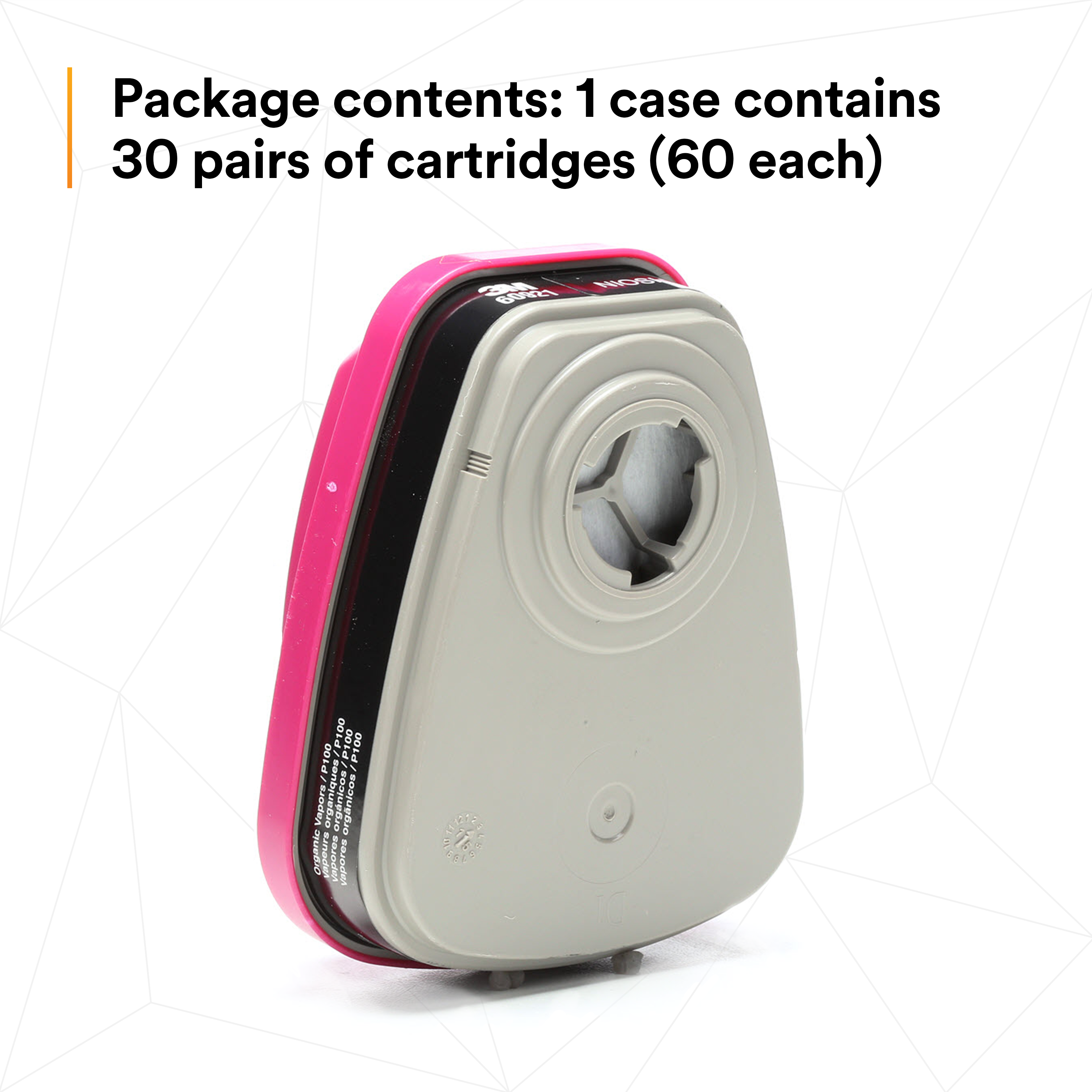 3M 60921 Organic Vapor/P100 Cartridge Case Pack — 30 Pairs / 60 Cartridges