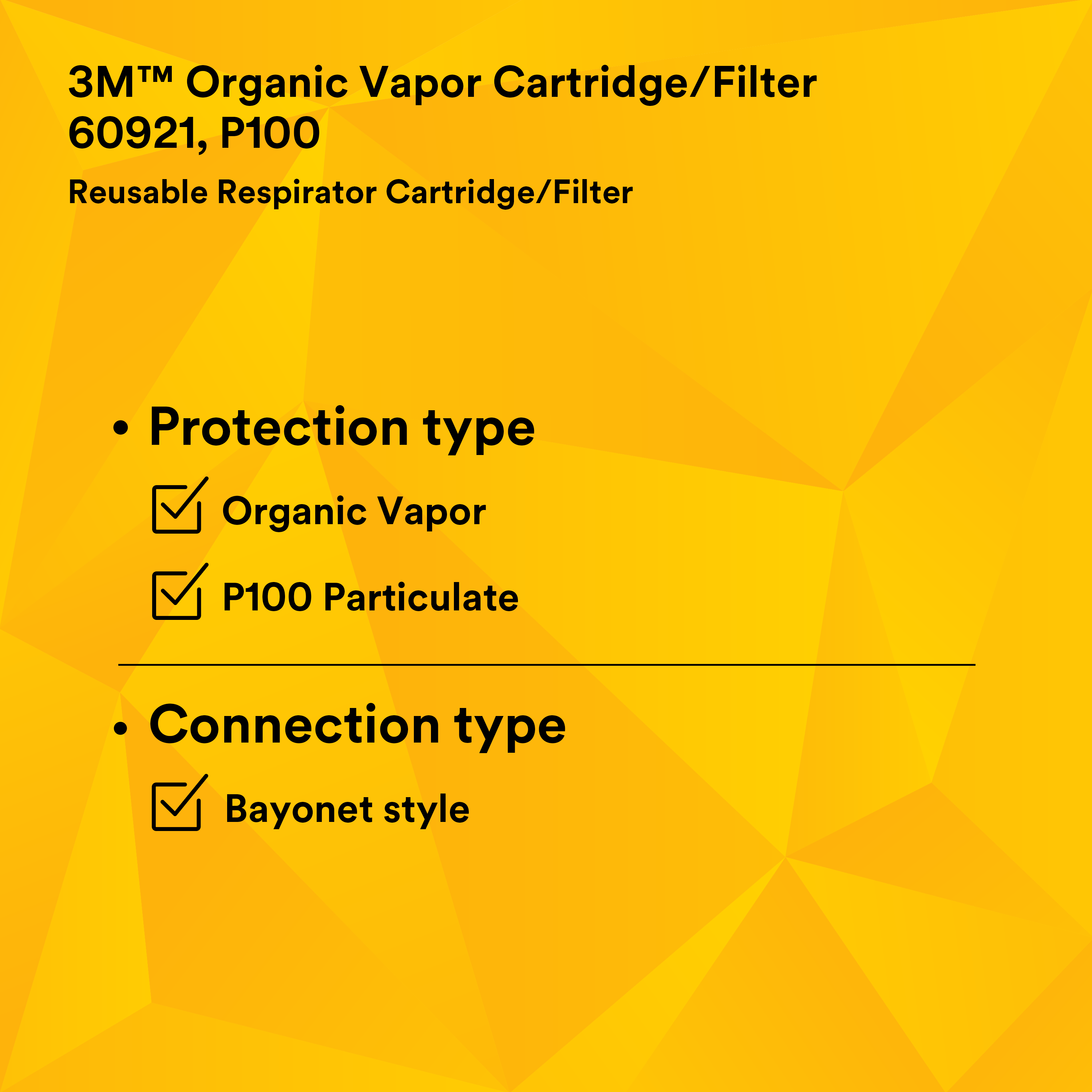 3M 60921 Organic Vapor/P100 Cartridge Case Pack — 30 Pairs / 60 Cartridges